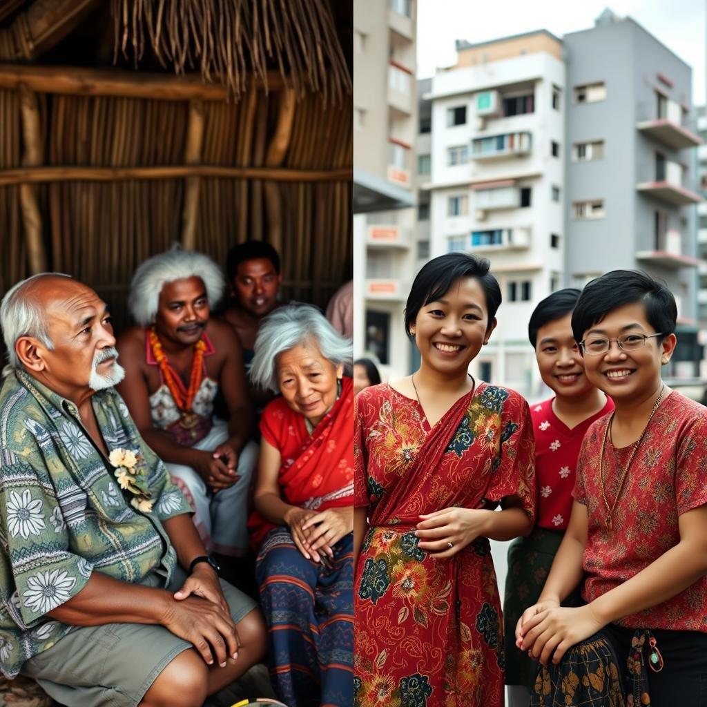 Traditional Samoan family gathering compared to Chinese family structure