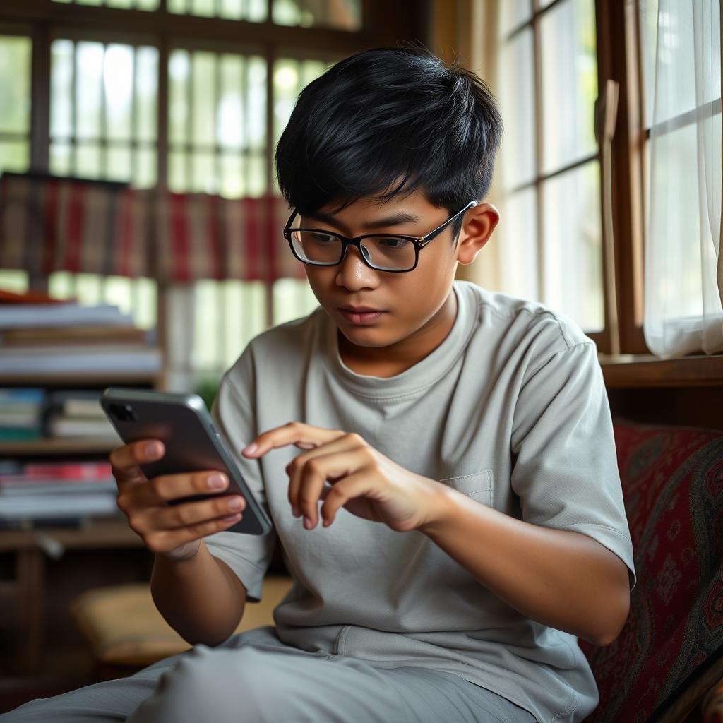 Siswa Indonesia mengakses platform e-learning lokal dari perangkat mobile Siswa Indonesia mengakses platform e-learning lokal dari perangkat mobile
