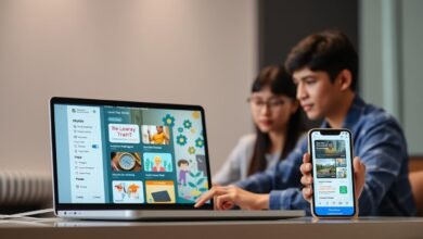 Solusi e-learning lokal dengan tampilan interaktif pada laptop dan smartphone