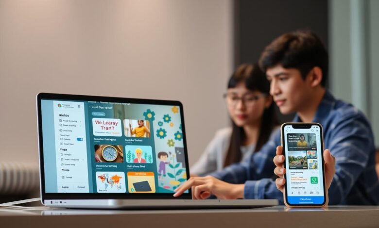 Solusi e-learning lokal dengan tampilan interaktif pada laptop dan smartphone